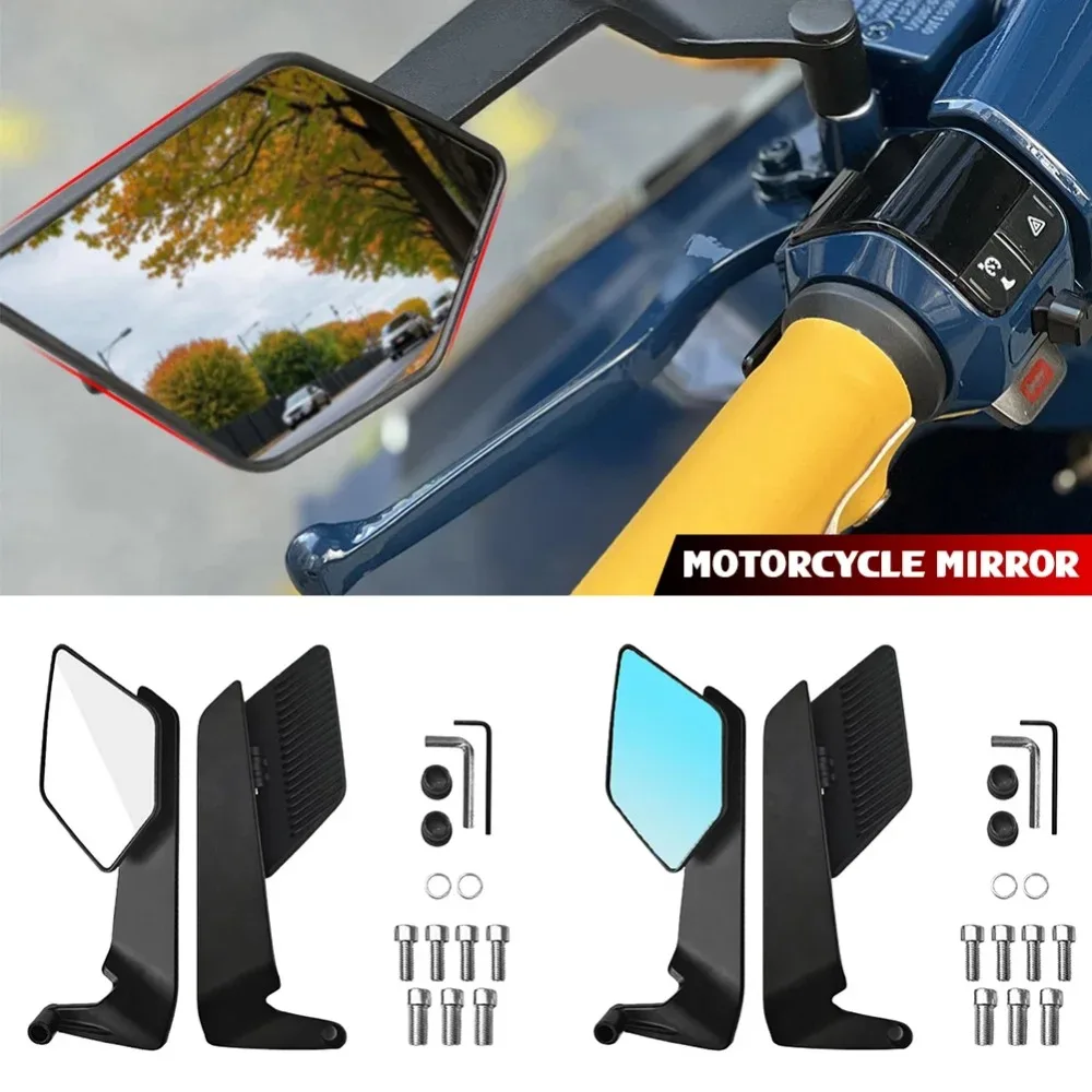 

1Pair Motorcycle Mirror Wind Wing Side Rearview Reversing Mirror Anti-Glare 360° Adjustable For HONDA XADV750 X-ADV750 YAMAHA