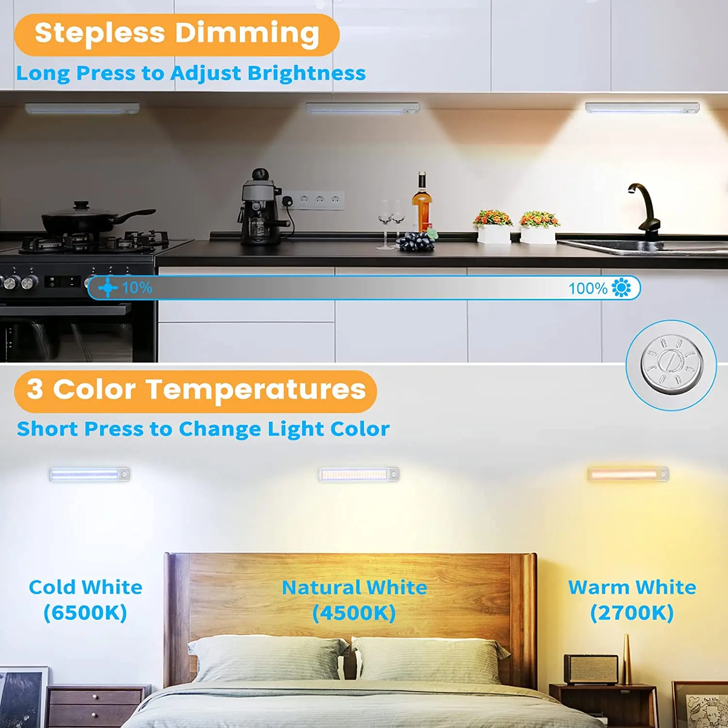 Led Cabinet Light Type-C Usb Recharge Motion Sensor Light Kitchen Closet Wireless Smart Lamp Under Furniture Dimmable Lighting