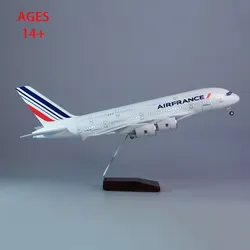 1:160 Scale Large Model Airplane Airbus A380 Air France Plane Models Diecast Airplanes with LED Light for Collection or Gift