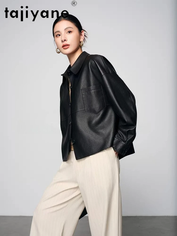 TAJIYANE Genuine Sheepskin Jackets Woman Short Casual Coats High Quality Real Leather Jacket 2025 Autumn Women Clothing дубленка