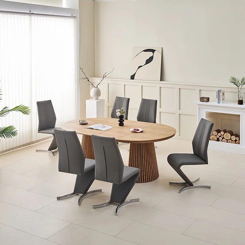 Dining Table and Chairs Retractable Folding MDF Negotiation Simple Complete Set of Dining Table and Chairs