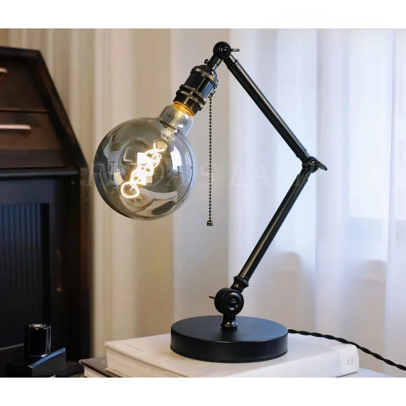 Medieval vintage Bauhaus industrial style villa bedside lamp niche gift desktop reading glass led decorative table lamp