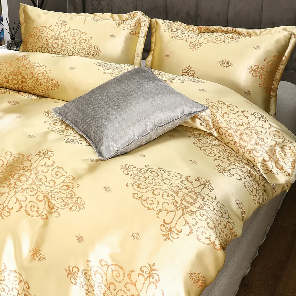 Duvet Cover Bedding Set Twin Full Queen King Size 135x200 Nordic Quilt Cover 240x220 Double Single Gold Floral Bed Linen 200x200