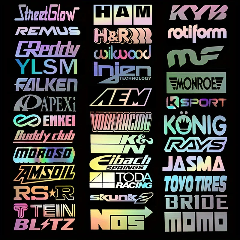 

Random 12pcs Car Window Stickers Set Car Body Bumper Racing Sponsor Vinyl Decals for JDM Style