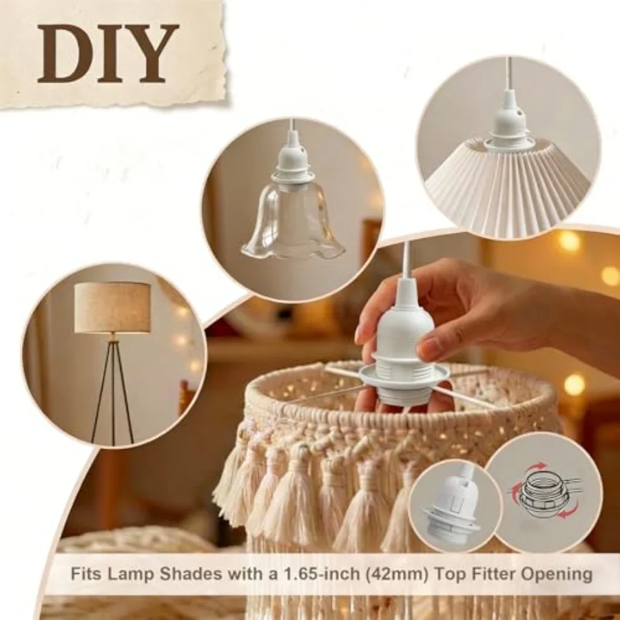 Plug in Pendant Light Cord Kit - UL 20Ft Lamp Cord with On/Off Switch and Bulb Socket E26 E27, White Extension Electric Wire fo