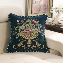 Pillow Cover with Floral Curled Edges Chenille Home Sofa Decoration Car Backrest Cushion Cover 48x48