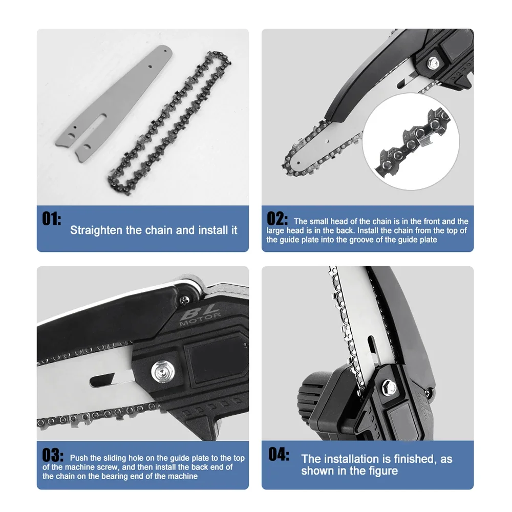 4/6/8 Inch Steel Chain and Guide Plate Set Suit for 4/6/8 Inch Electric Saw Chainsaw Used For Logging Pruning Electric Saw Parts