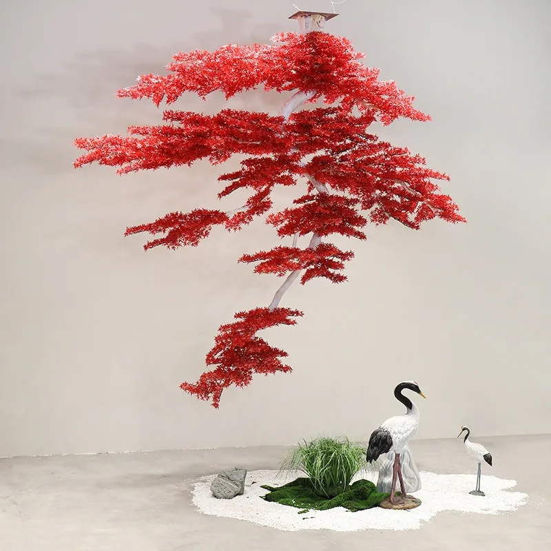 Simulation hanging red maple pine welcome pine chicken feet maple wall hanging hotel shopping mall exhibition hall hanging