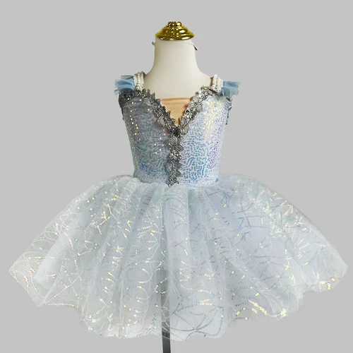 Imagen 2 del producto Vestido de Ballet para niños, siete colores, vestido de princesa con lentejuelas para niñas, tutú de Ballet, ropa de baile, faldas tutú de rendimiento