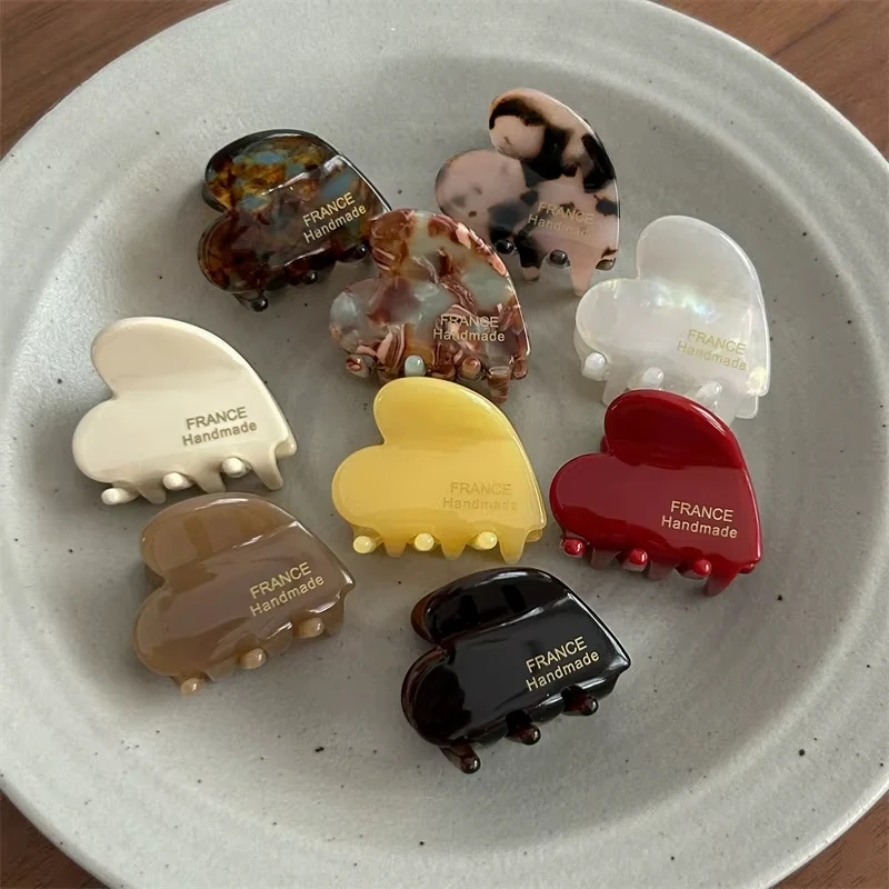 Artiglio per capelli piccolo da 3,5 cm Granchi per capelli in acetato Fermagli per capelli a forma di cuore carini Bambini Donne Ragazze per accessori per capelli Forcine Clip