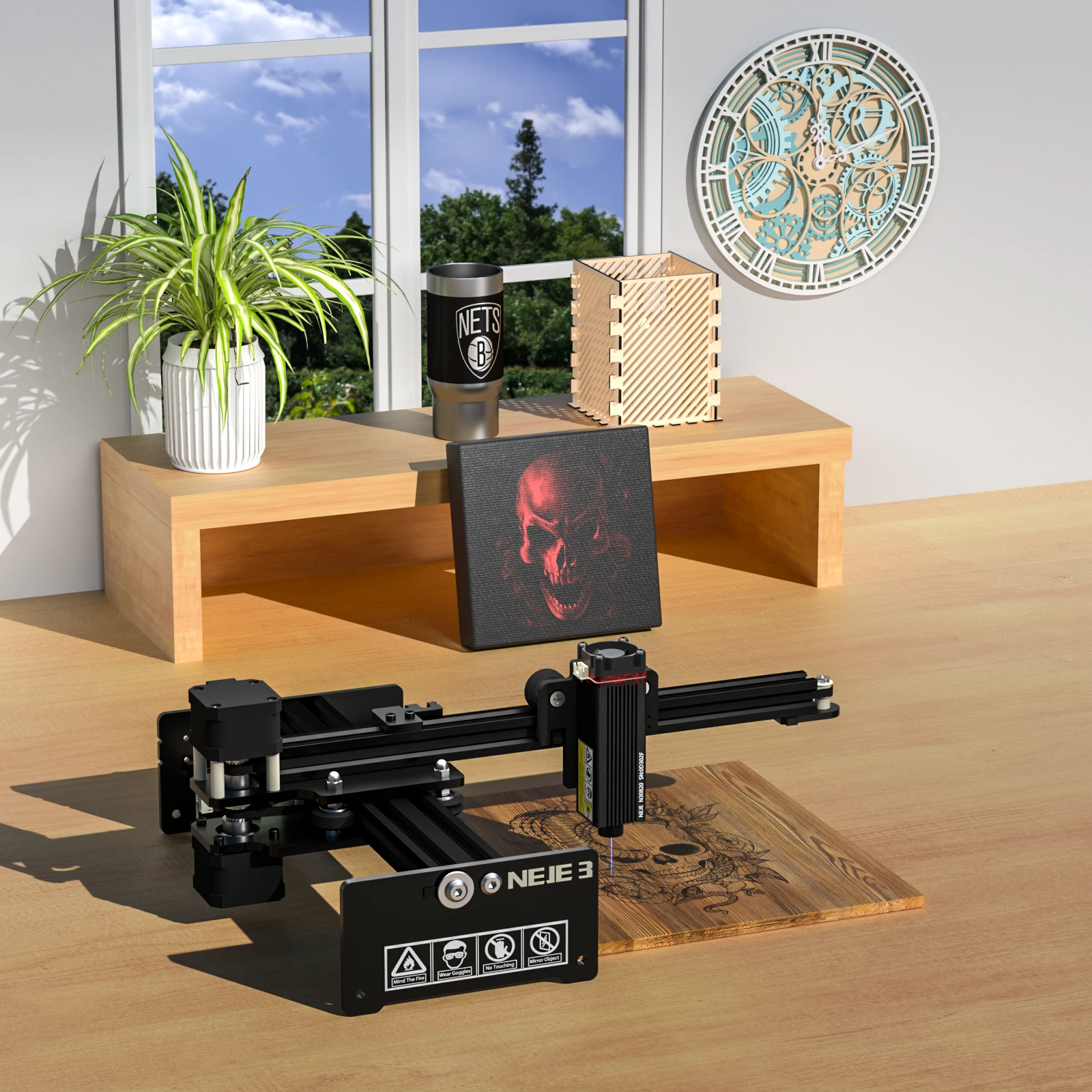 Máquina de grabado láser NEJE 3 N30820, 40W, CNC Lightburn, cortadora de madera portátil, Control por aplicación, Bluetooth
