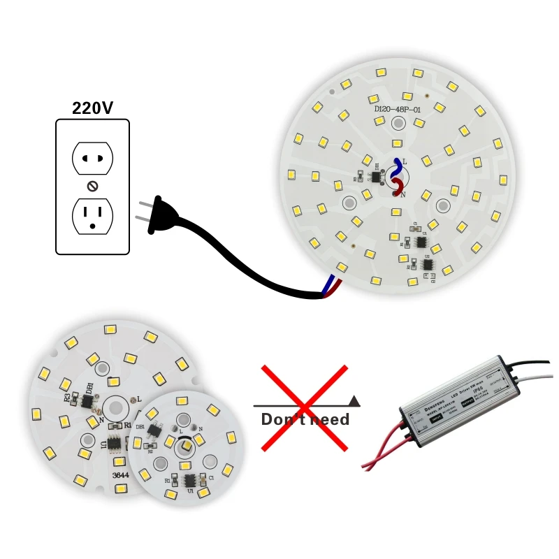 Imagem -05 - Refletor de Led Chip para Lâmpada Embutida 3w 5w 7w 9w 12w 15w 18w Smd 2835 Contas de Luz Redonda ac 220v240v 10 Peças