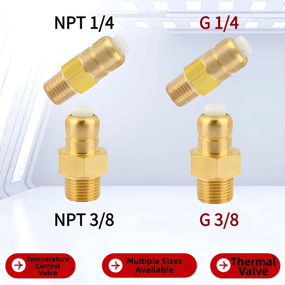 2Pcs Thermal Release Valve For Pressure Washer Pump 3/8 1/4 Inch NPT G1/4 G3/8 Brass Replacement Thermal Relief Valve