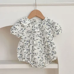 2024 New Summer Infant Baby Girl Bodysuits Short Sleeved Cotton Print Newborn Baby Girl Jumpsuit 0-24M Baby Girl Clothing