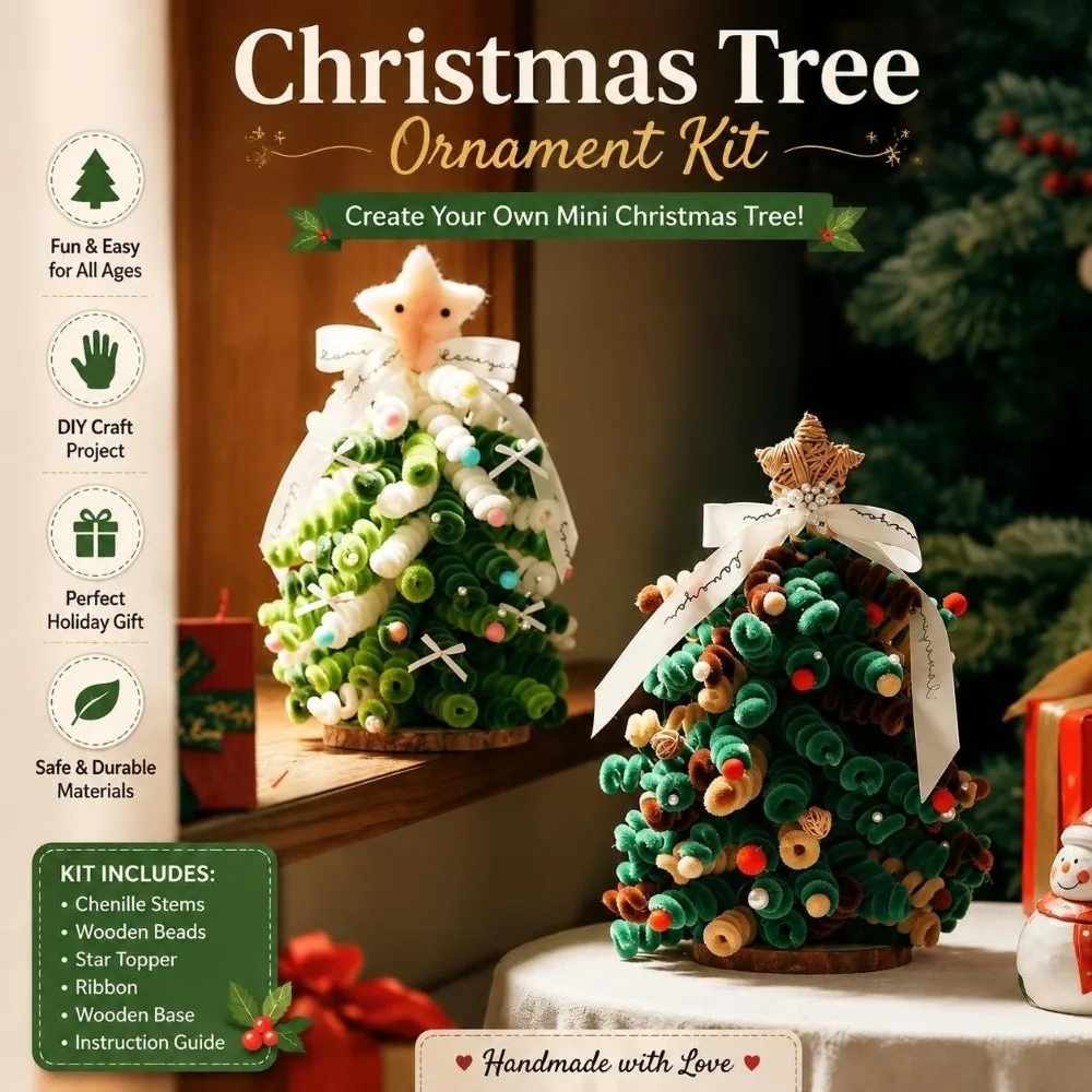 Tabletop Decor Handmade Christmas Ornament Safe With Light Tabletop Christmas Decor Christmas Tree Ornament Kit Holidays