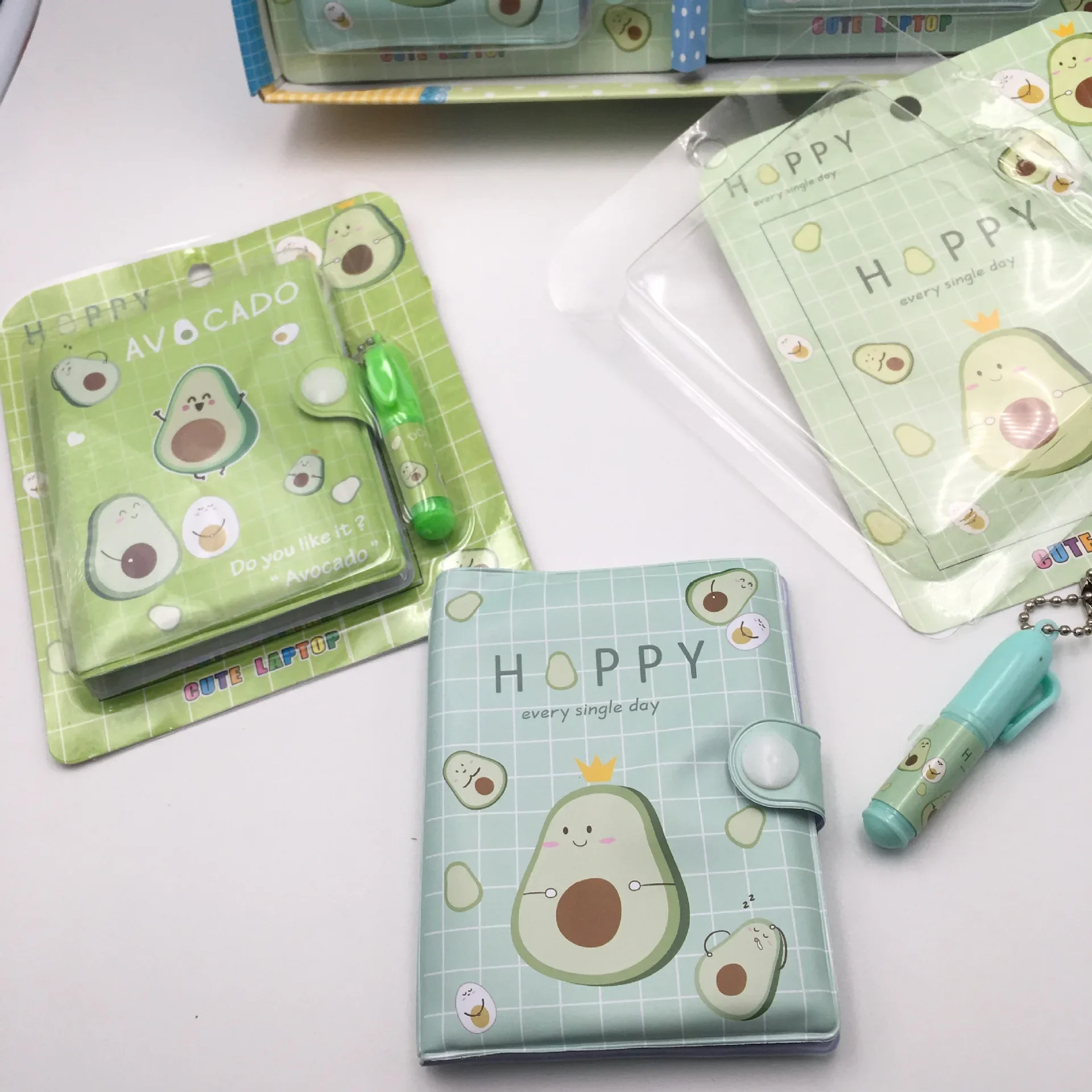 Novelty Kawaii Avoacdo Mini Notebook with Pens Portable Travellers Journals Planner Pocket Agenda Student Gift Stationery