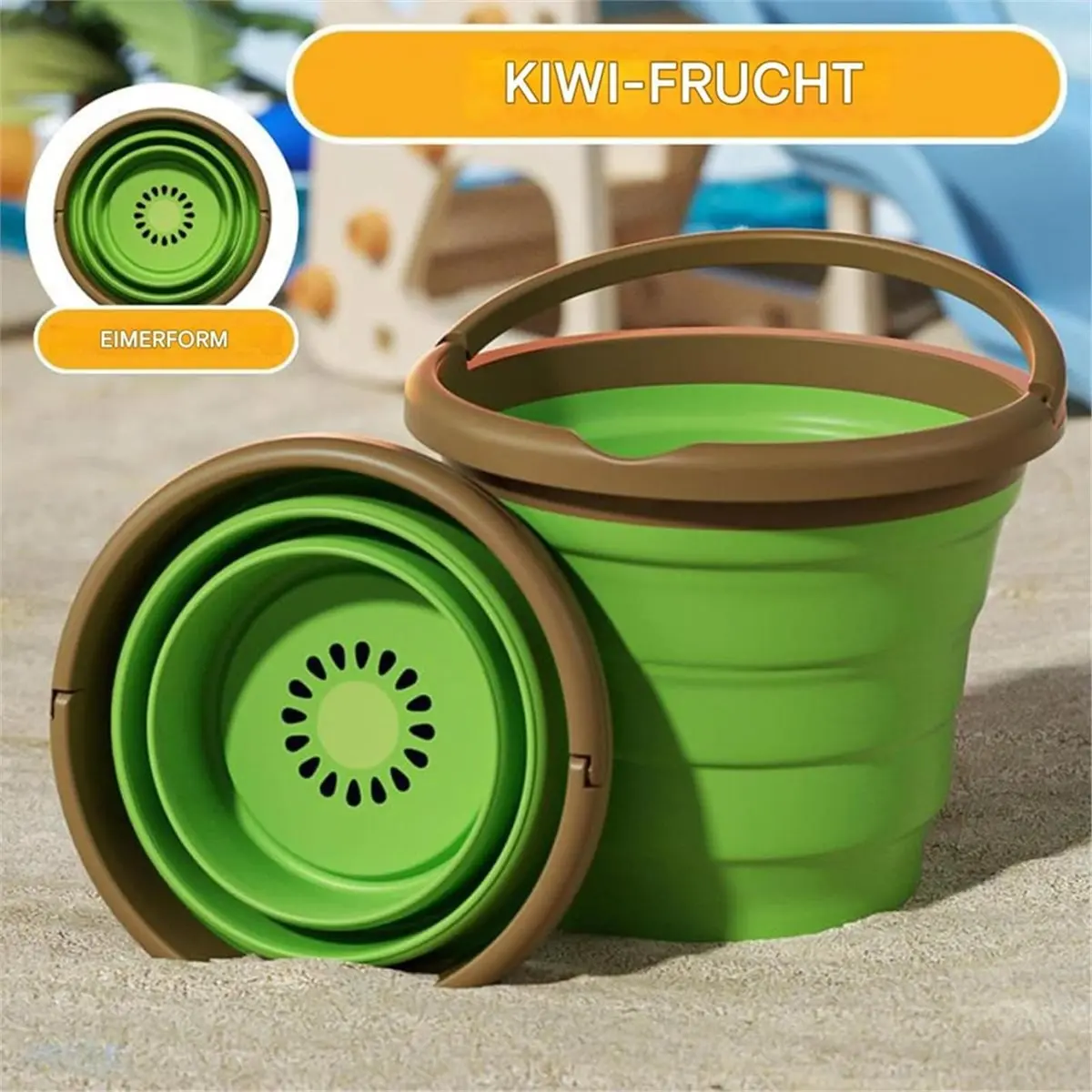 618 Mega Sale Beach Sand Toys, Folding Fruit Bucket with Ergonomic Shovels, Play Set for Backyard Camping Swimming Pool Vacation