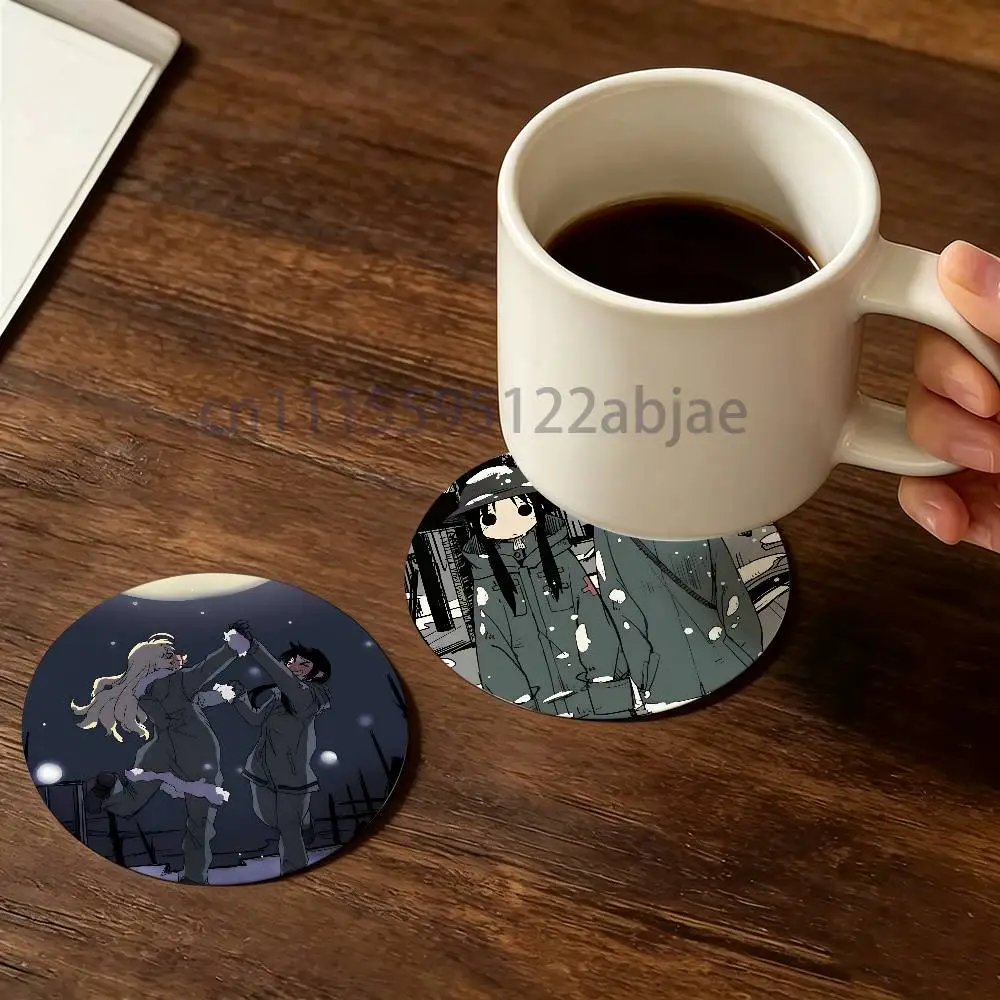 G-Girls Last Tour Y-Yuuuri and chito Wooden Cup Mat Cappuccino Vodka Juice Water Coaster for Flower Shop