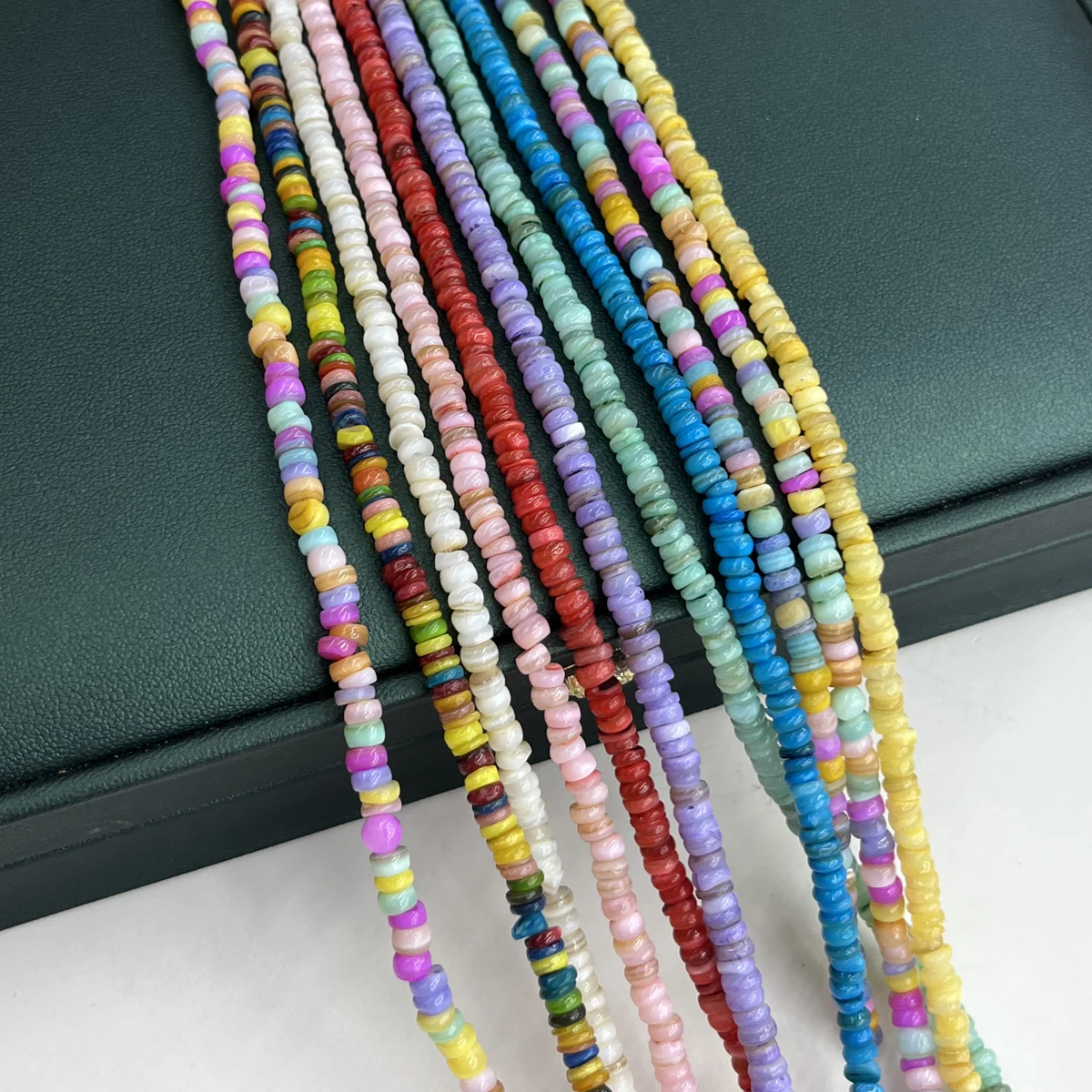 2mm gefärbte natürliche Muschel halbfertige Perlen Spacer Perlen für Schmuckherstellung Zubehör DIY Halskette Armband Zubehör Großhandel