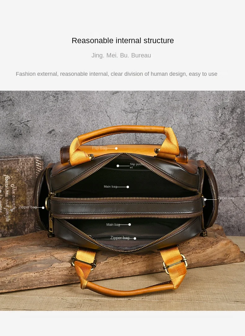 الرجعية الطبقة الأولى جلد البقر حقائب اليد النسائية سعة كبيرة متعددة الأغراض المحمولة حقائب كتف متنقلة 2025 جديد