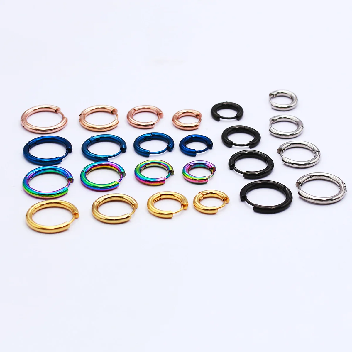 8-20mm Gold-color Plated Super Small Hoop Earrings 316 L Stainless Steel No Easy Fade Allergy Free
