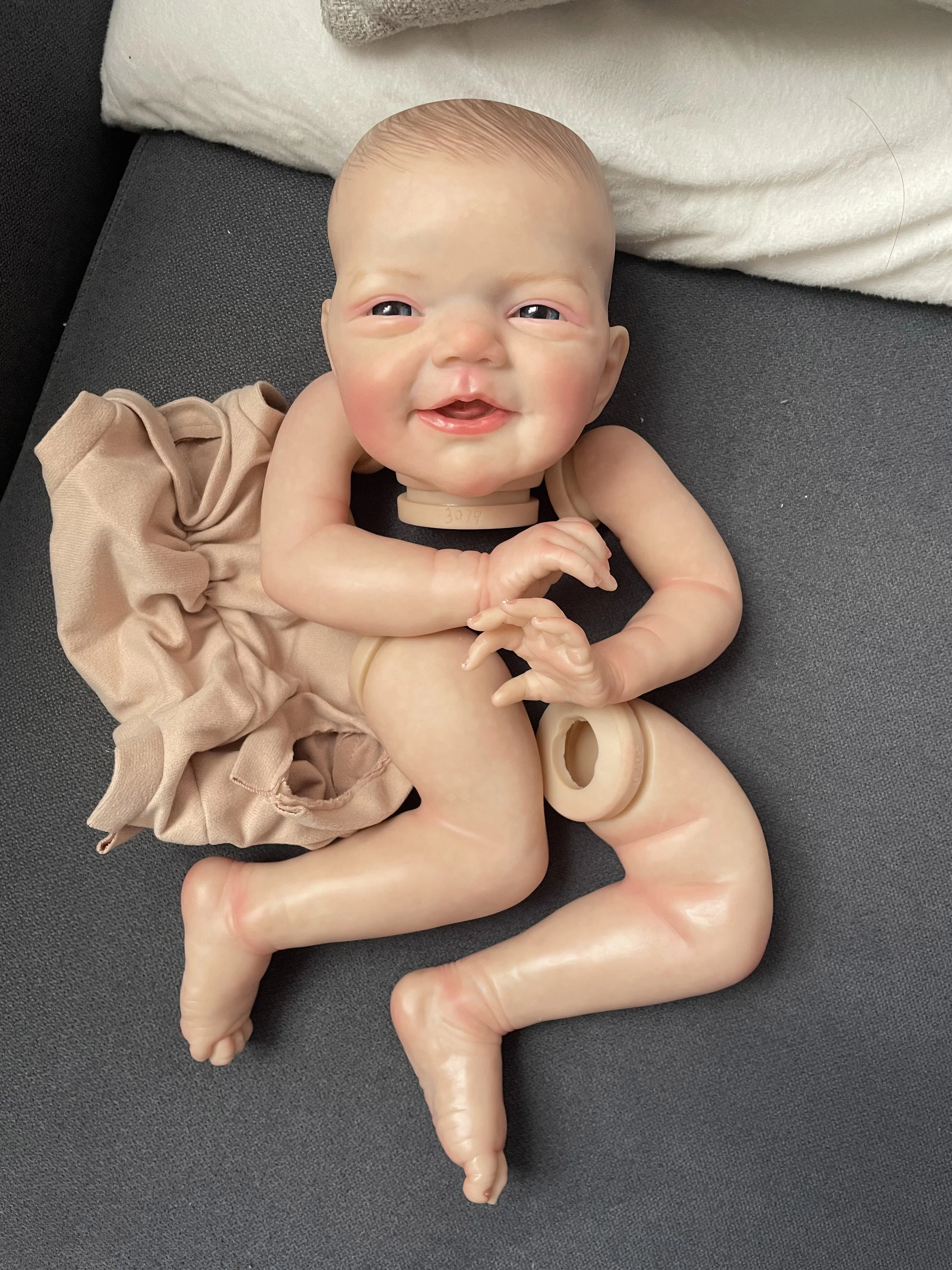 19‘’ Charlie Lifelike Reborn Doll Kits Multiple Layers Painting Doll Parts With Visible Veins Hand-draw Hair