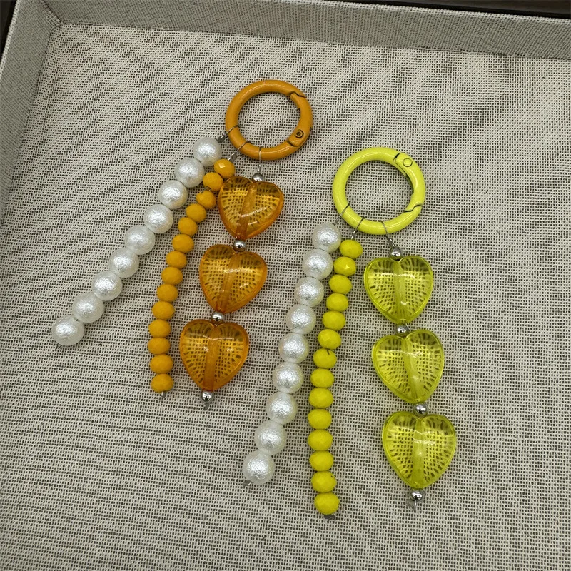 Phone Lanyard Colorful Beaded Heart Shaped Tether for Bag and Mobile Secure Durable Portable Elegant Premium Craft
