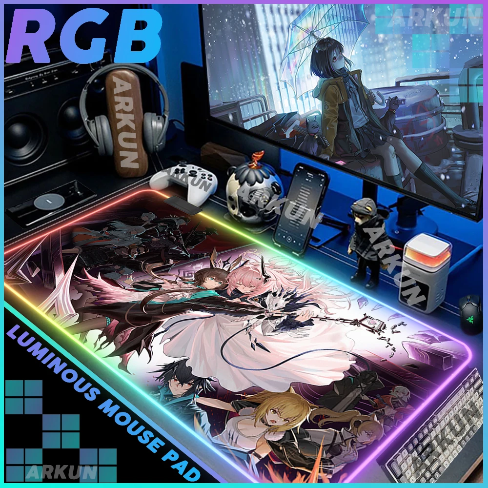 

RGB Hot Pretty Theresa Kal'tsit Fashion Video Arknight Gaming Mouse Pad Backlight Gamer Pad Computer Big LED 90x40 Table Mat