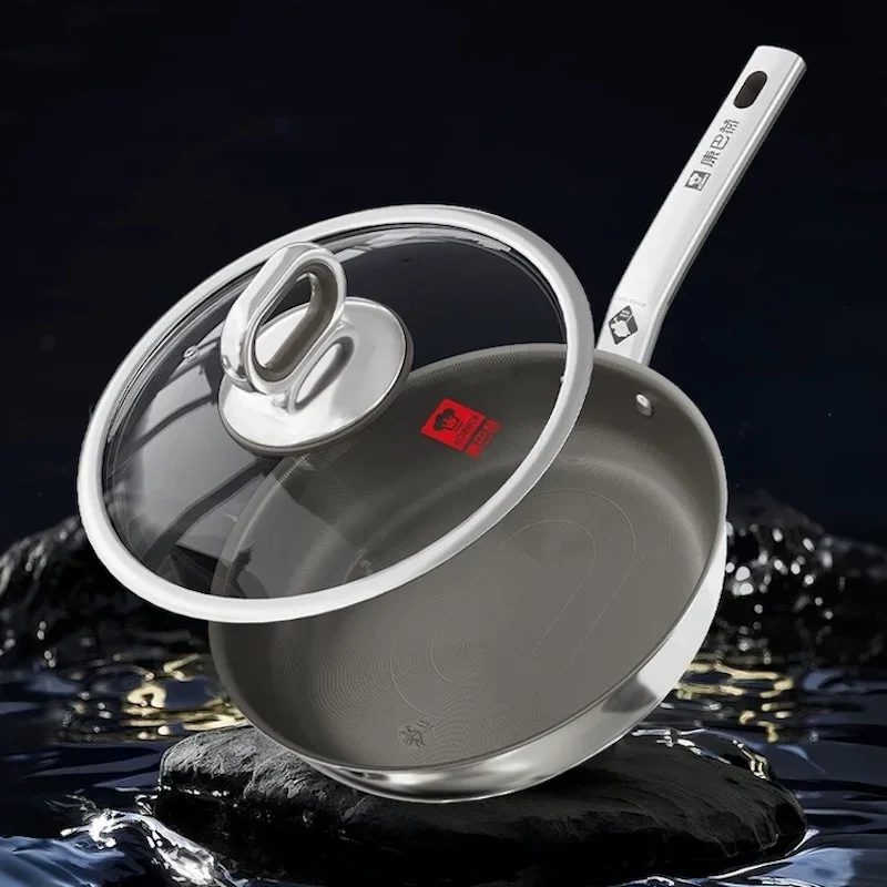Steak fish frying pan Kitchen cooking pot non stick wok pan 316L Stainless steel frying pan cookware Home uncoated pots and pans