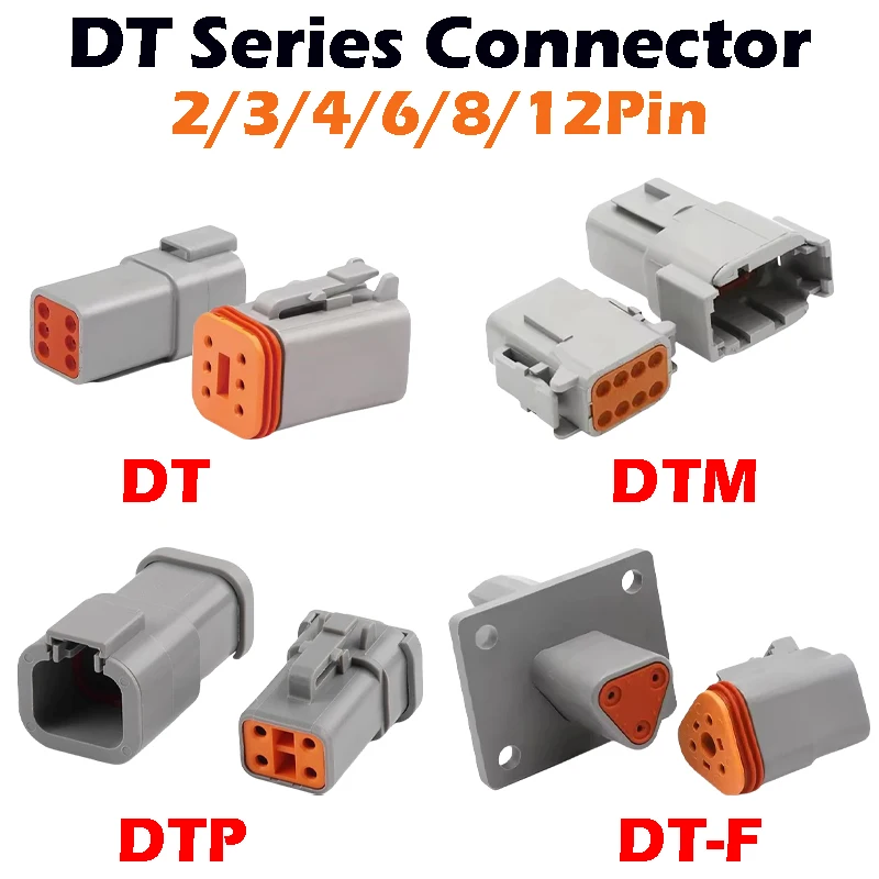 

1Sets DEUTSCH Connector DT/DTM/DTP/DTF Flange Male Female Waterproof Car Automobile DT Connector 2/3/4/6/8/12Pin