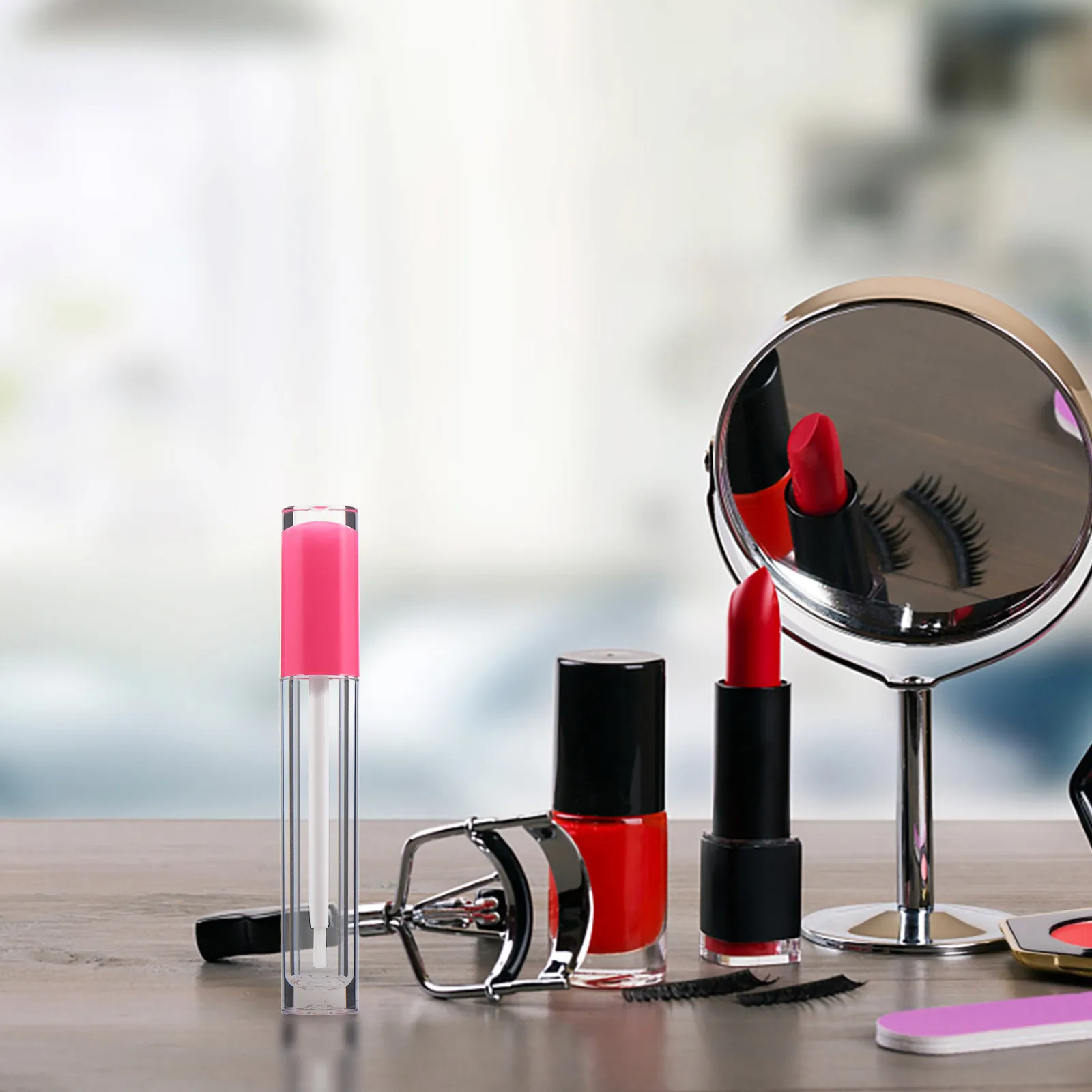 12Pcs Pink Lip Gloss Tubes Empty Refillable Brush Containers Rubber Stopper Included DIY Lip Balm Storage Bottles