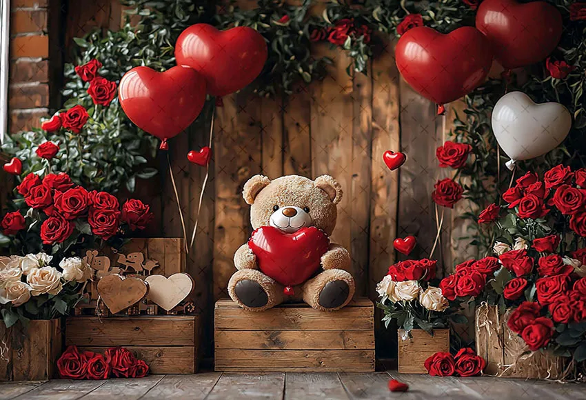 Mehofondการถ่ายภาพพื้นหลังวันวาเลนไทน์ดอกไม้Retro Roomหมีน่ารักเด็กวันเกิดPortrait DecorฉากหลังPhoto Studio