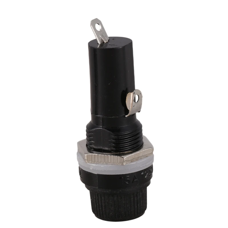 5Pcs SPST Black Button On/Off Round Rocker Switch With 5Pcs AC 125V 15A Panel Mount Fuse Holder