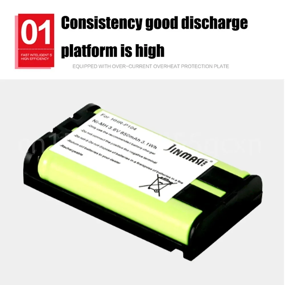 HHR-P104 Ni-MH 무선 휴대폰 배터리 KX-TG5421 KX-TG5451, HHR P104 TG5242 KX-TG5243, 3.6V, 850mAh