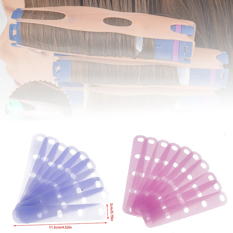 10Pcs Pink/Blue Perm Silicone Band Heat Resistant Traceless Digital Cold Rods Elastic Rubber Band Hair Rings Styling Tools