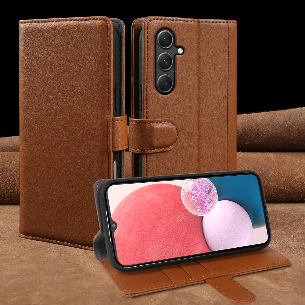 Genuine Leather Flip Case For Samsung Galaxy A27 A57 A37 A07 A17 A06 A26 A36 A16 A25 A55 A35 A05S A15 A24 A34 A54 A14 Phone Case view 4