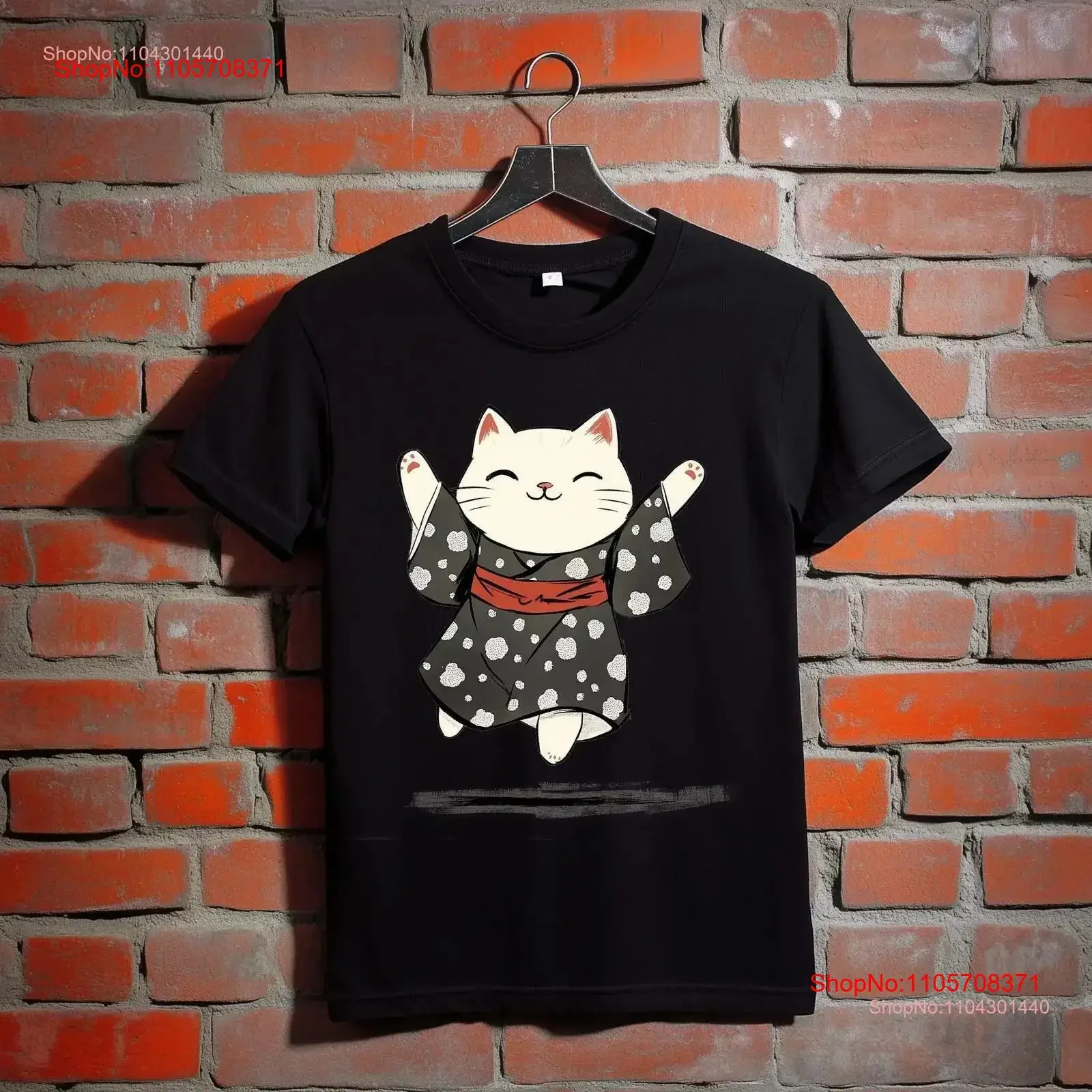 Cartoon Cat in Kimono T Shirt Cute Japanese Feline Art Unique Design Japan Lover Playful vintage Washed graphic streetwear