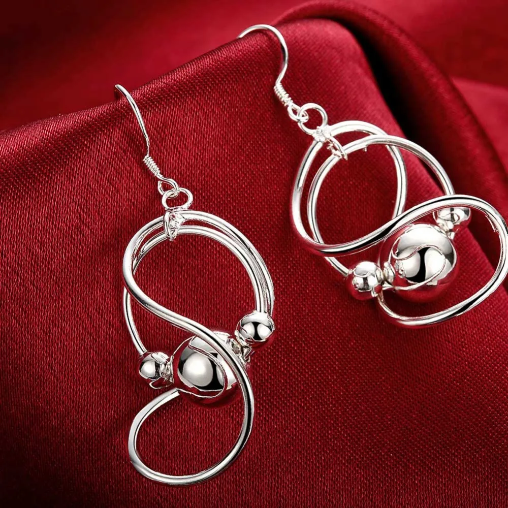 Hot Korean 925 Sterling Silver Earrings Vintage Twisted Ball Long  For Women Fashion Holiday gifts Wedding party Jewelry