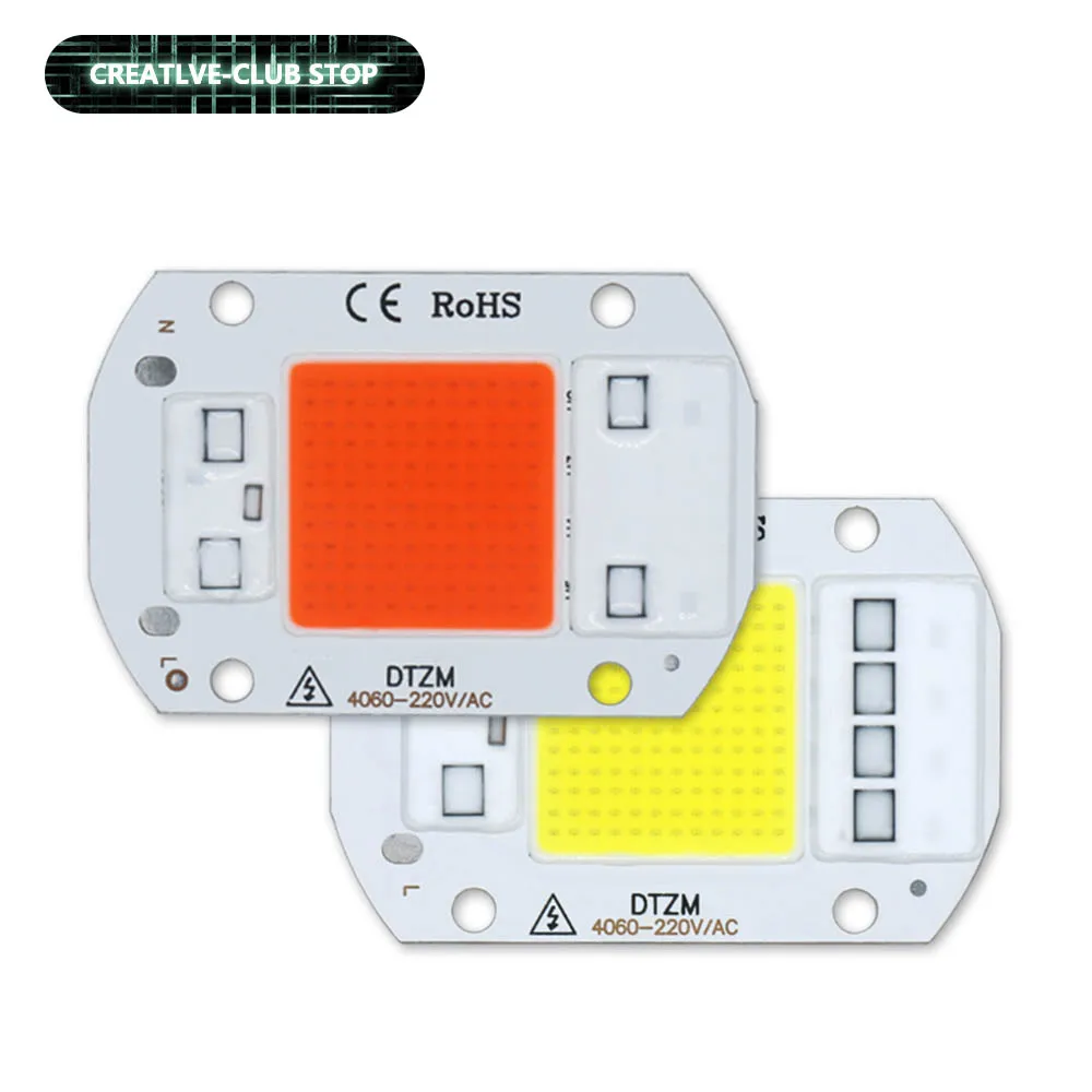 220V LED Chip 10W 20W 30W 50W COB Chip No Need Driver Smart IC LED Lamp Bead ​for Flood Light Spotlight Plant Light DIY Lighting