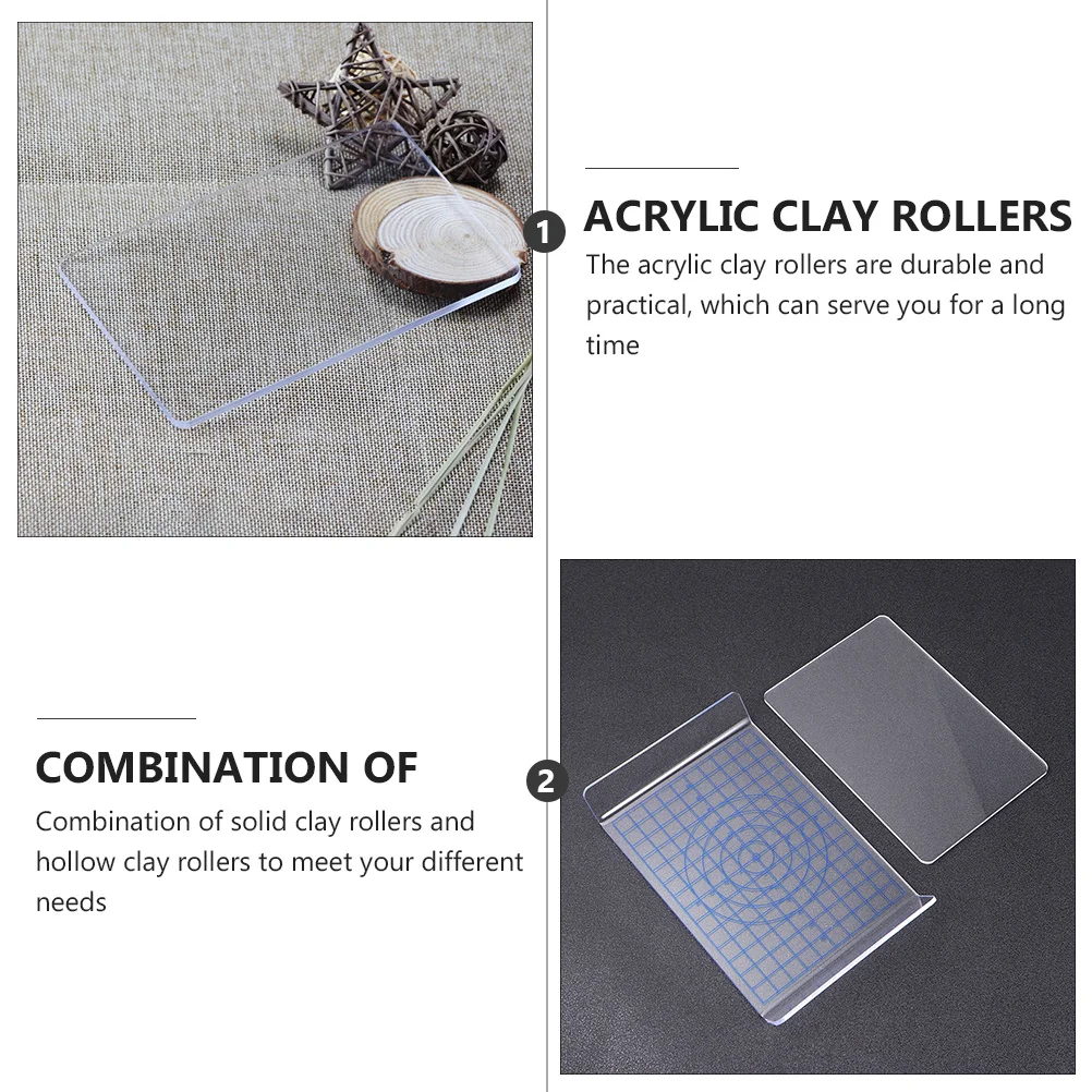 

1 Set Acrylic Clay Rollers With Backing Board For Diy Clay Sculpting Tools Durable Pottery Modeling Supplies Handmade Craft Kits