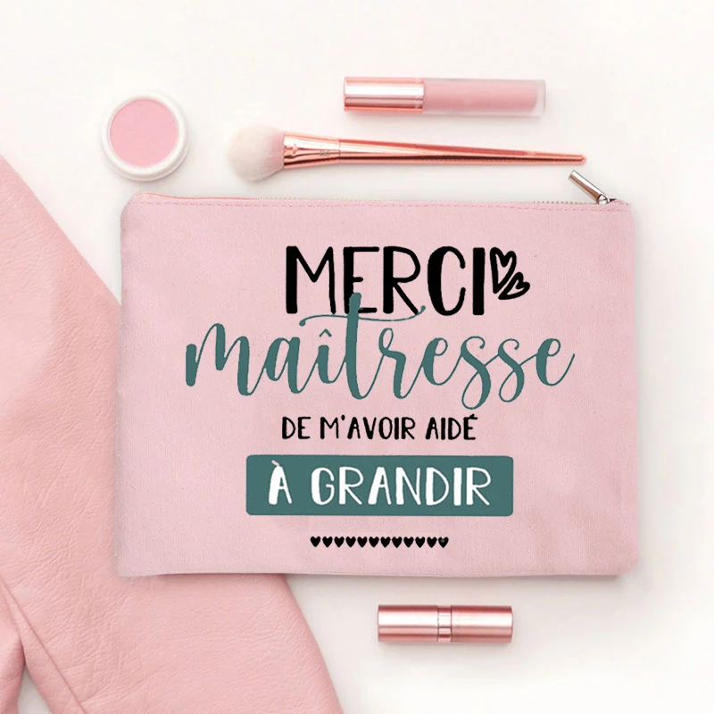 

Thank You Teacher French Print Cosmetic Bag Pencil Bag School Stationery Storage Case Travel Wash Bag Teacher Gift