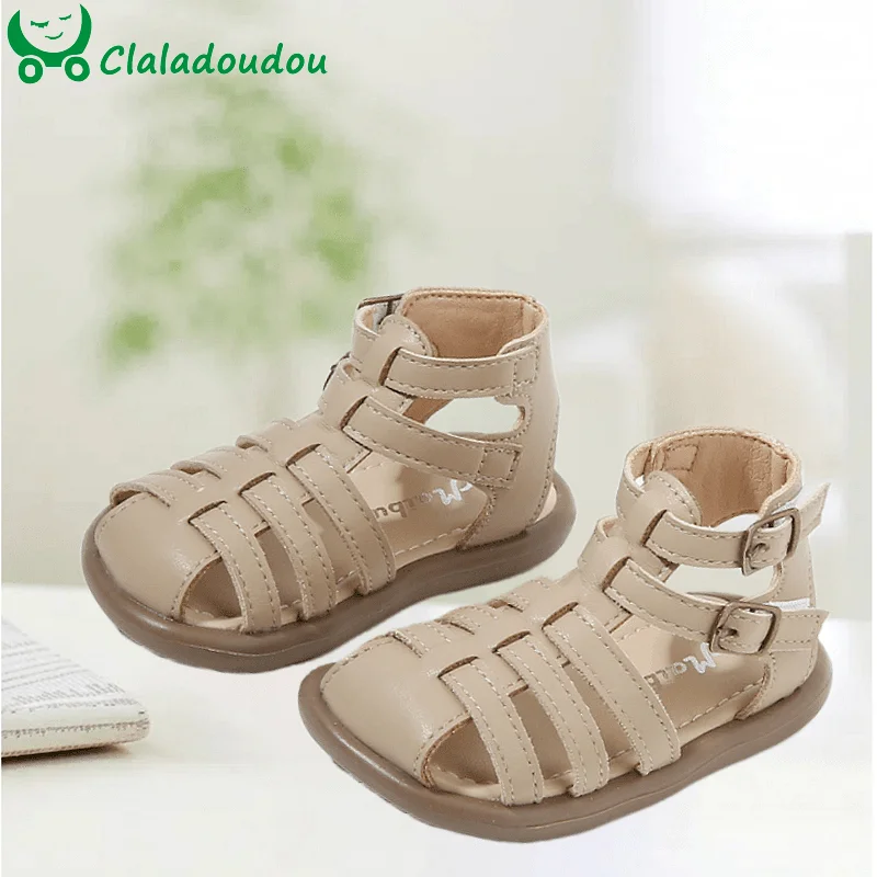 

High Quality Infant Girls Sandals Fashion Gladiator Retro Solid Summer Shoes For 0-3years Toddler Woman Closed Toe Beach Sandals