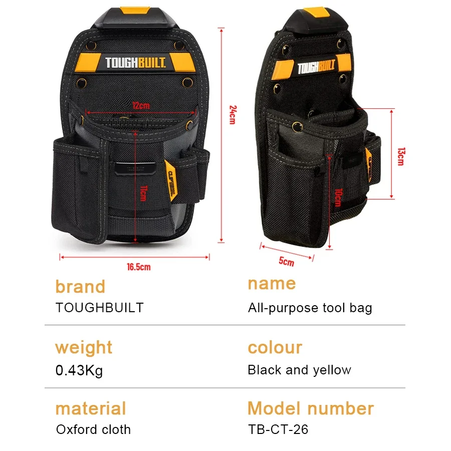 Imagem -02 - Toughbuilt Tb-ct26 Bolsa Universal Faca Utilitária Bolso Multi Portátil Bolsa de Armazenamento Kit de Ferramentas Resistente Bolsa de Ferramentas Bolsa de Ferramentas