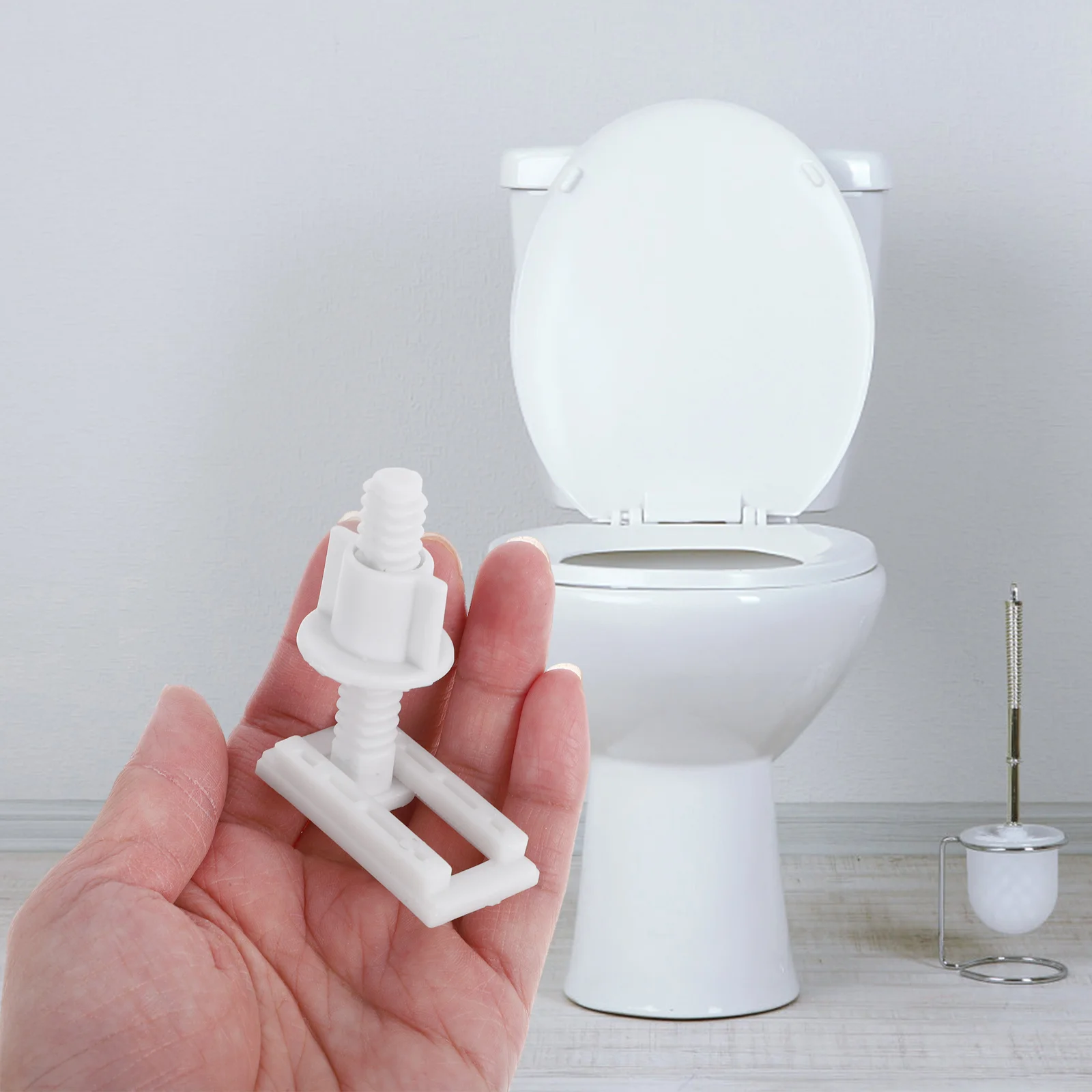 

2Pcs Universal Toilet Seat Bolts Nuts Plastic Screws Rubber Plugs Stable Fit Toilet Seat Screws Replacement Kit