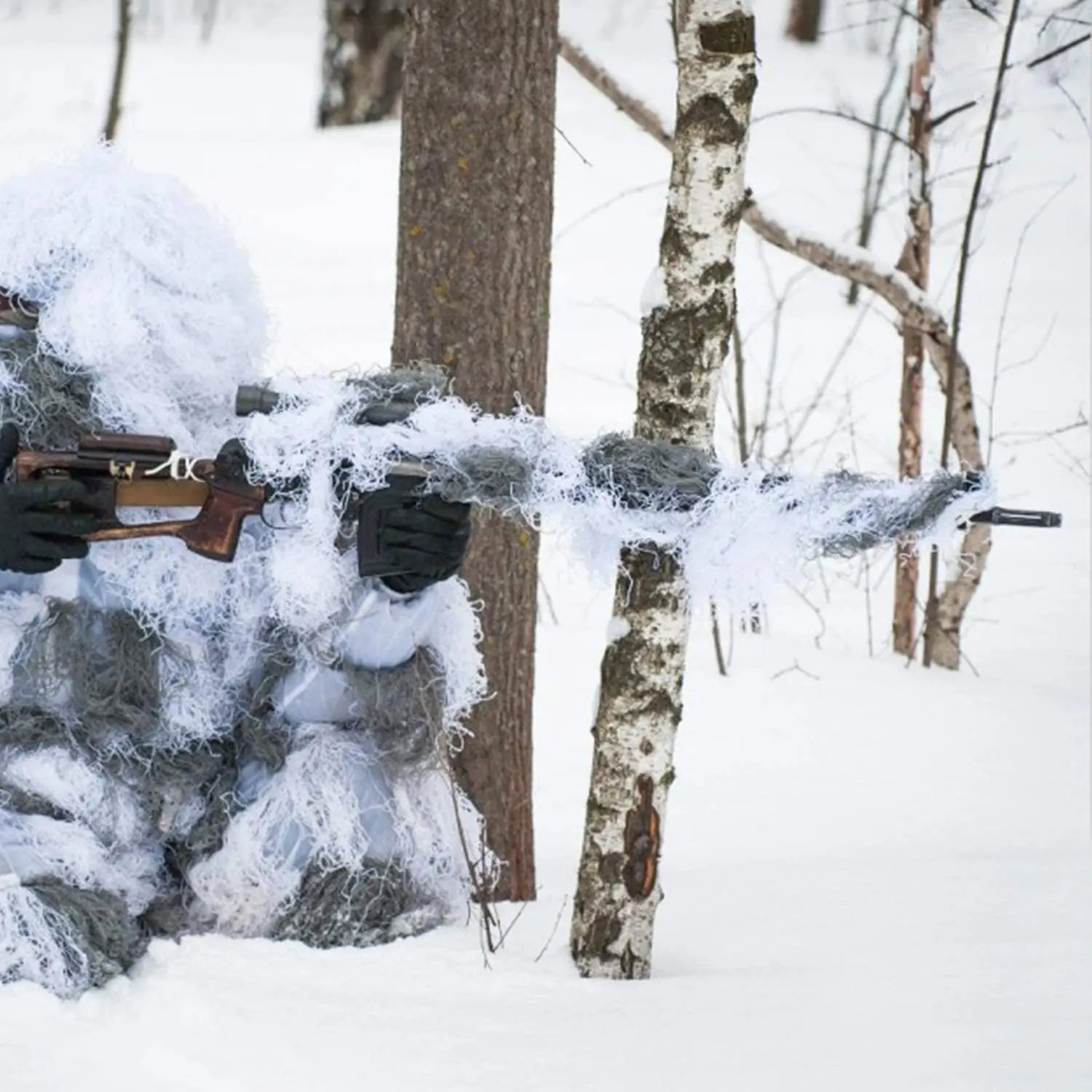 

Камуфляжный чехол-накидка Ghillie для винтовки (4 фута), сетка Ghillie для маскировки в пустыне/джунглях/на снегу, легко скрывает охотничью винтовку