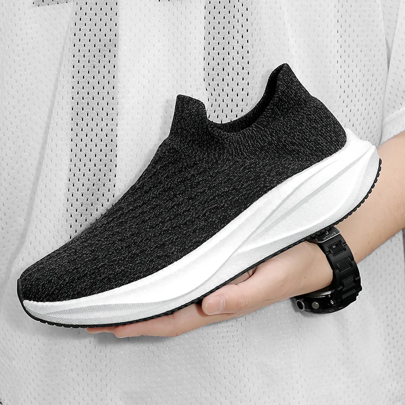 High-Elastic Mesh Breathable Men's and Women's Shoes, Summer Thick-Soled Slip-On Lightweight Sock Shoes, Versatile Couple Walkin view 5