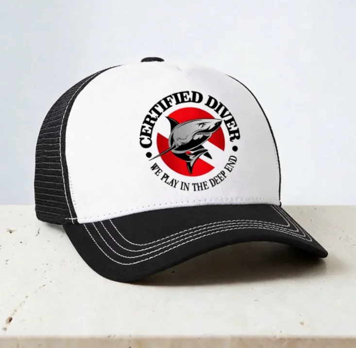 

The Divemaster Dive shark Baseball Cap fashion Unisex diving sunhat cool Mesh Breathable Trucker hat