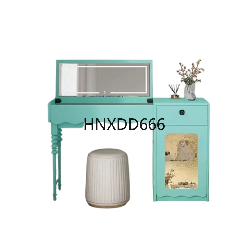 

Simple Girls Glass Vanity Tables Mirror Led Flip Pink Light Bedroom Dressers Makeup Drawers Small Penteadeira Furniture Home