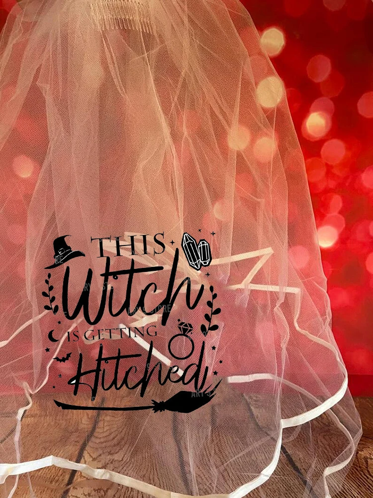 This Witch Is Getting Hitched veil Halloween Bachelorette hen Party Engagement bridal shower bride to be decoration gift Favor