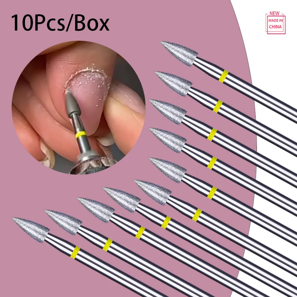 10 Stück Diamant-Nagelbohrer 3/32'' Russischer Nagelhautreiniger-Bit für Maniküre-Nagelbohrer-Zubehör – Detail 1